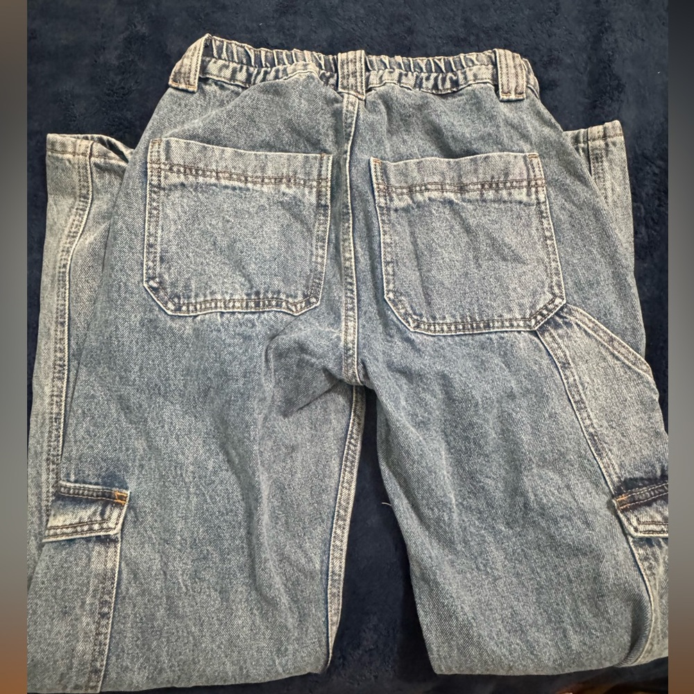 Fashion Nova Relaxed Fit Light Cargo Blue Jeans - Picture 3 of 4